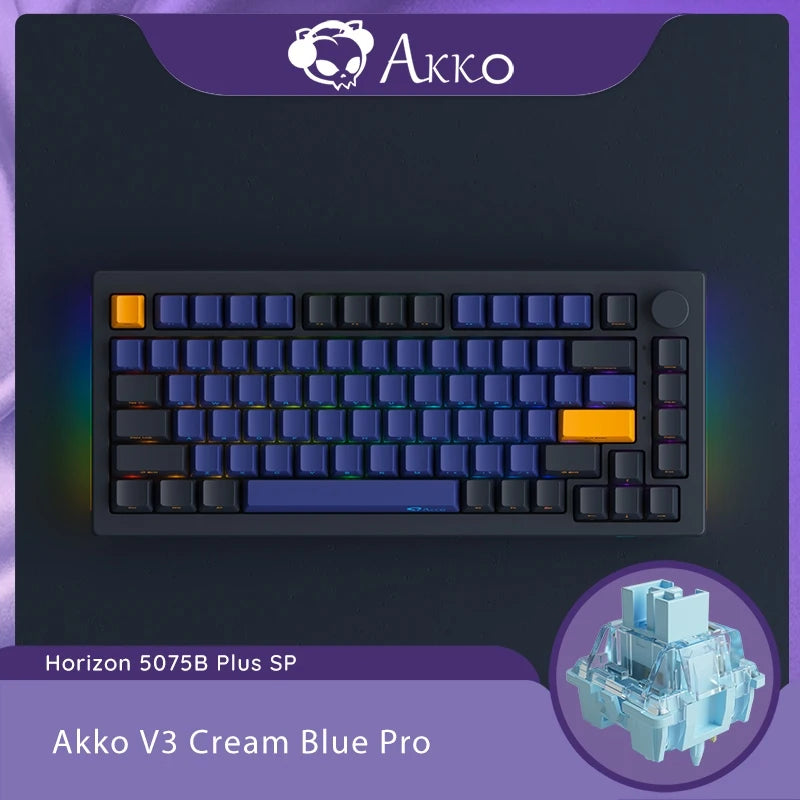 Akko 5075B Plus Dracula Castle 75% Teclado Mecânico para Jogos 3/5 Pin Hot Swap Três Modos RGB 2.4GHz Sem Fio / USB Tipo-C / BT 5.0