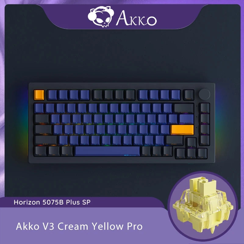 Akko 5075B Plus Dracula Castle 75% Teclado Mecânico para Jogos 3/5 Pin Hot Swap Três Modos RGB 2.4GHz Sem Fio / USB Tipo-C / BT 5.0